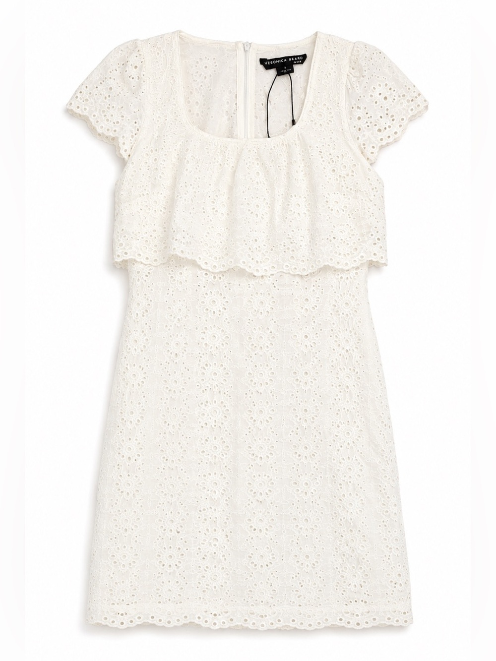 NEW VERONICA BEARD WHITE SHORT SLEEVE EYELET DRESS